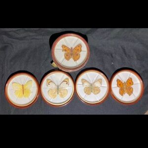2 sets of 4 butterfly coasters- real butterflies encased in lucite